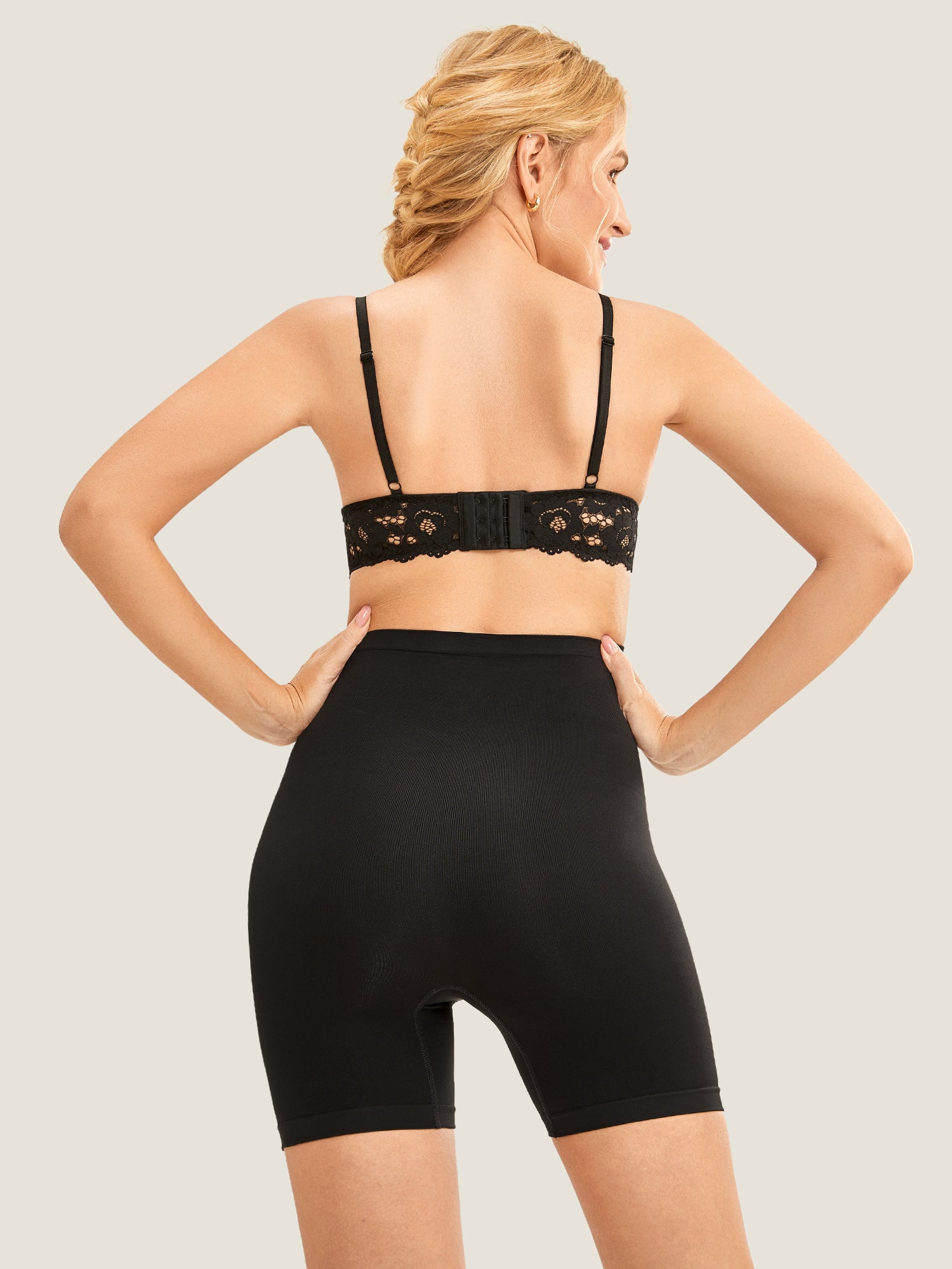 MOMANDA Women's High Waist Shapewear Maternity Shorts|Seamless Beige