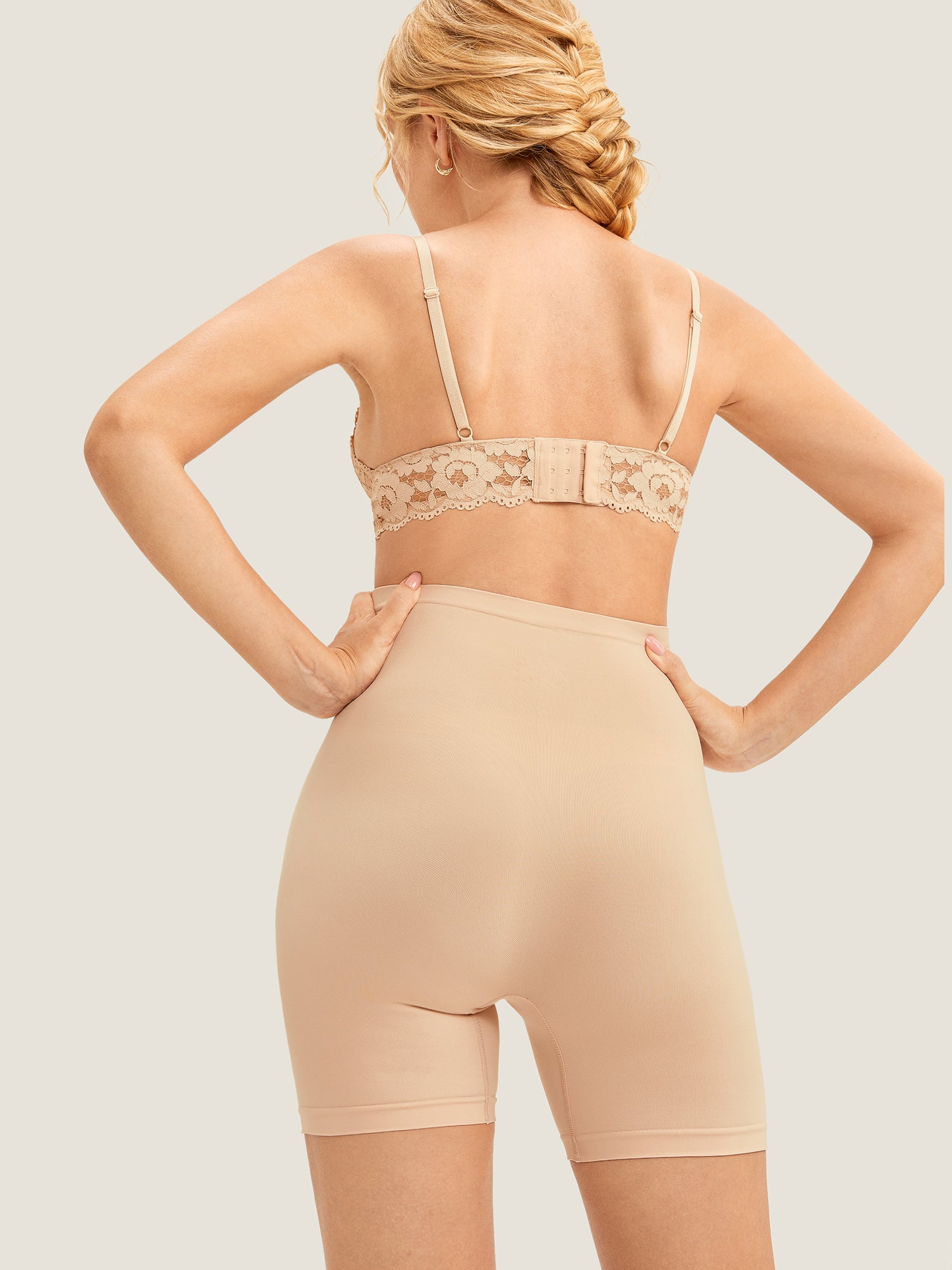 MOMANDA Women's High Waist Shapewear Maternity Shorts|Seamless Cashew