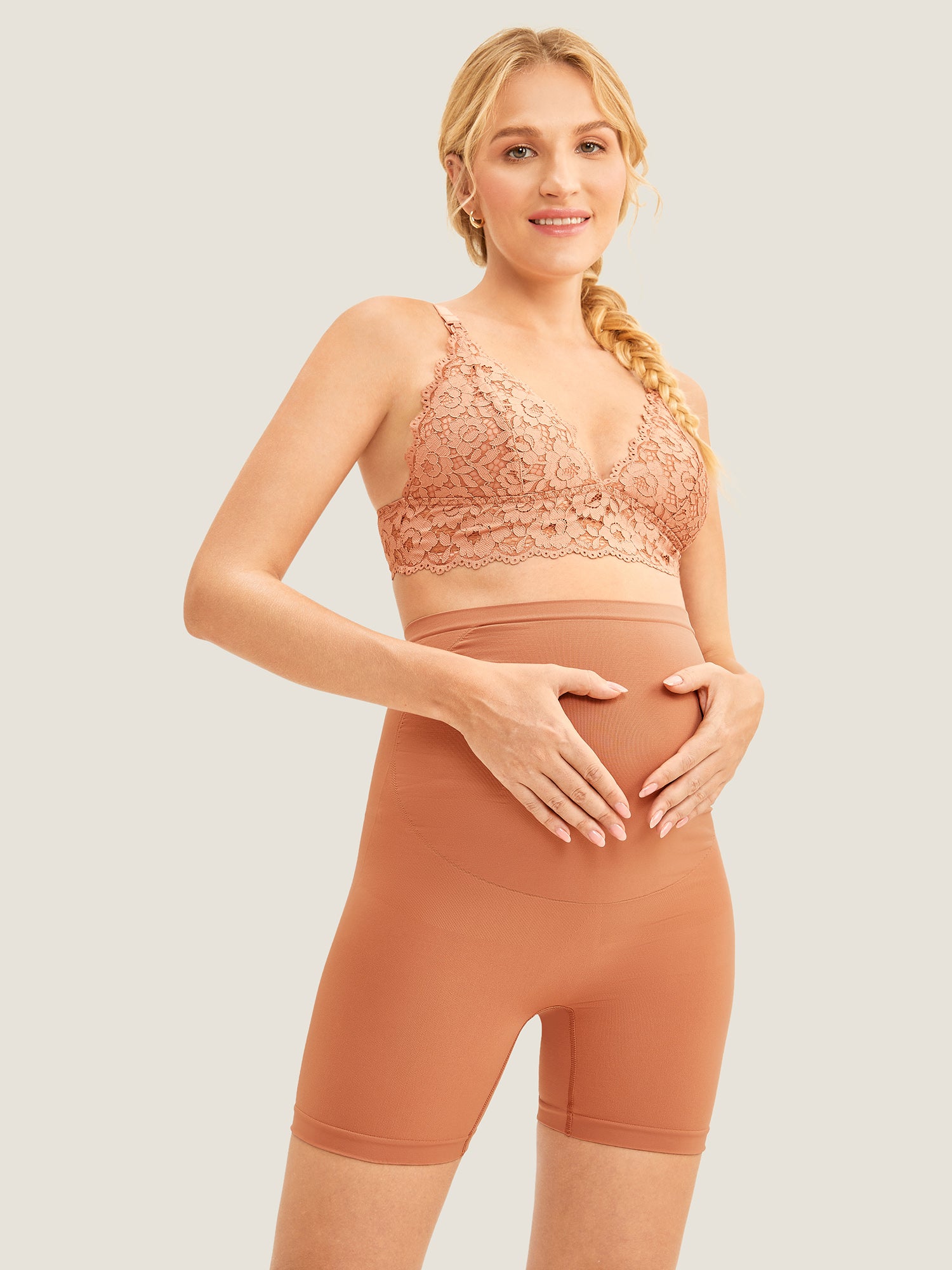 MOMANDA Women's High Waist Shapewear Maternity Shorts|Seamless Sun Kissed