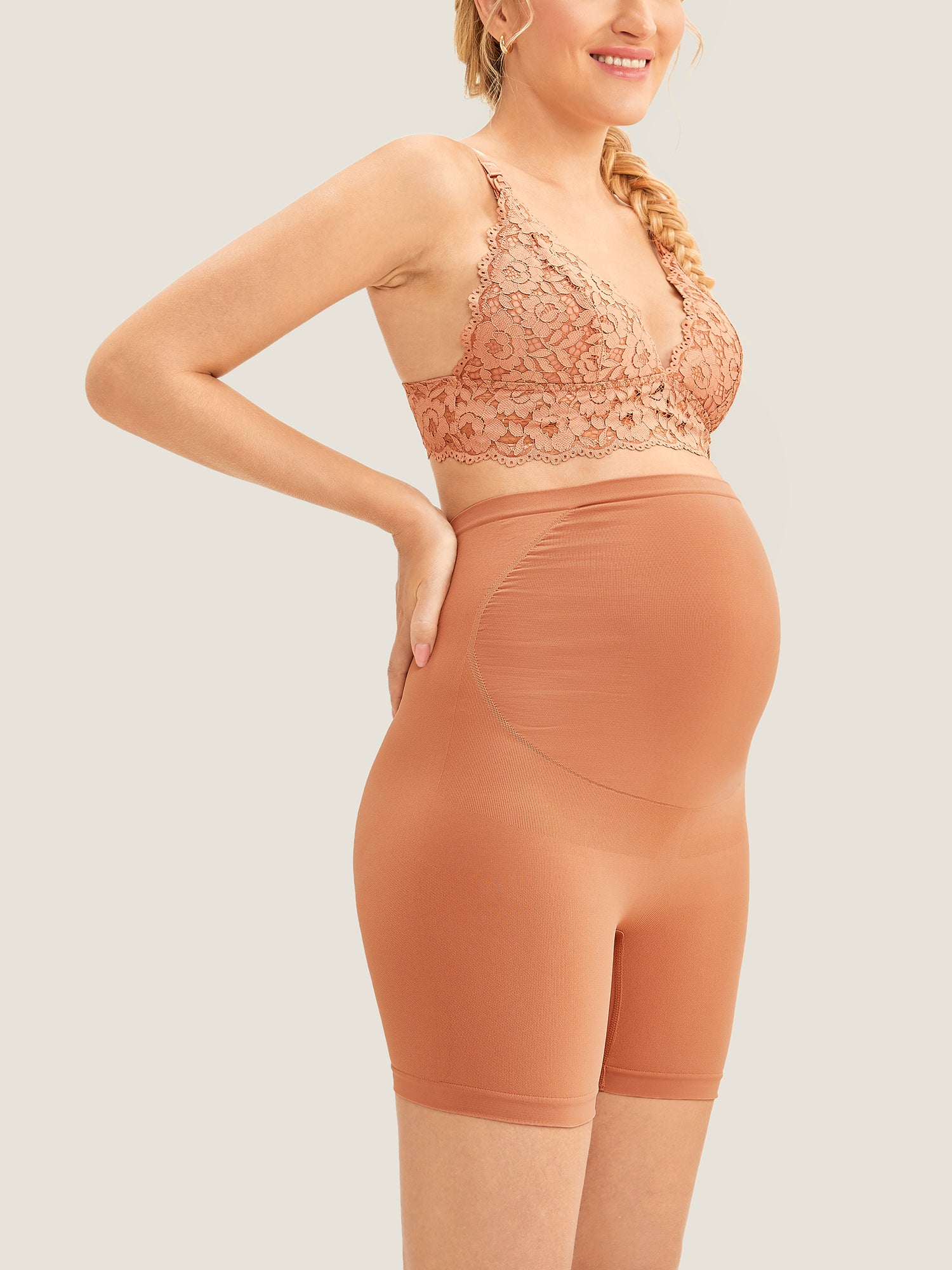 MOMANDA Women's High Waist Shapewear Maternity Shorts|Seamless Sun Kissed