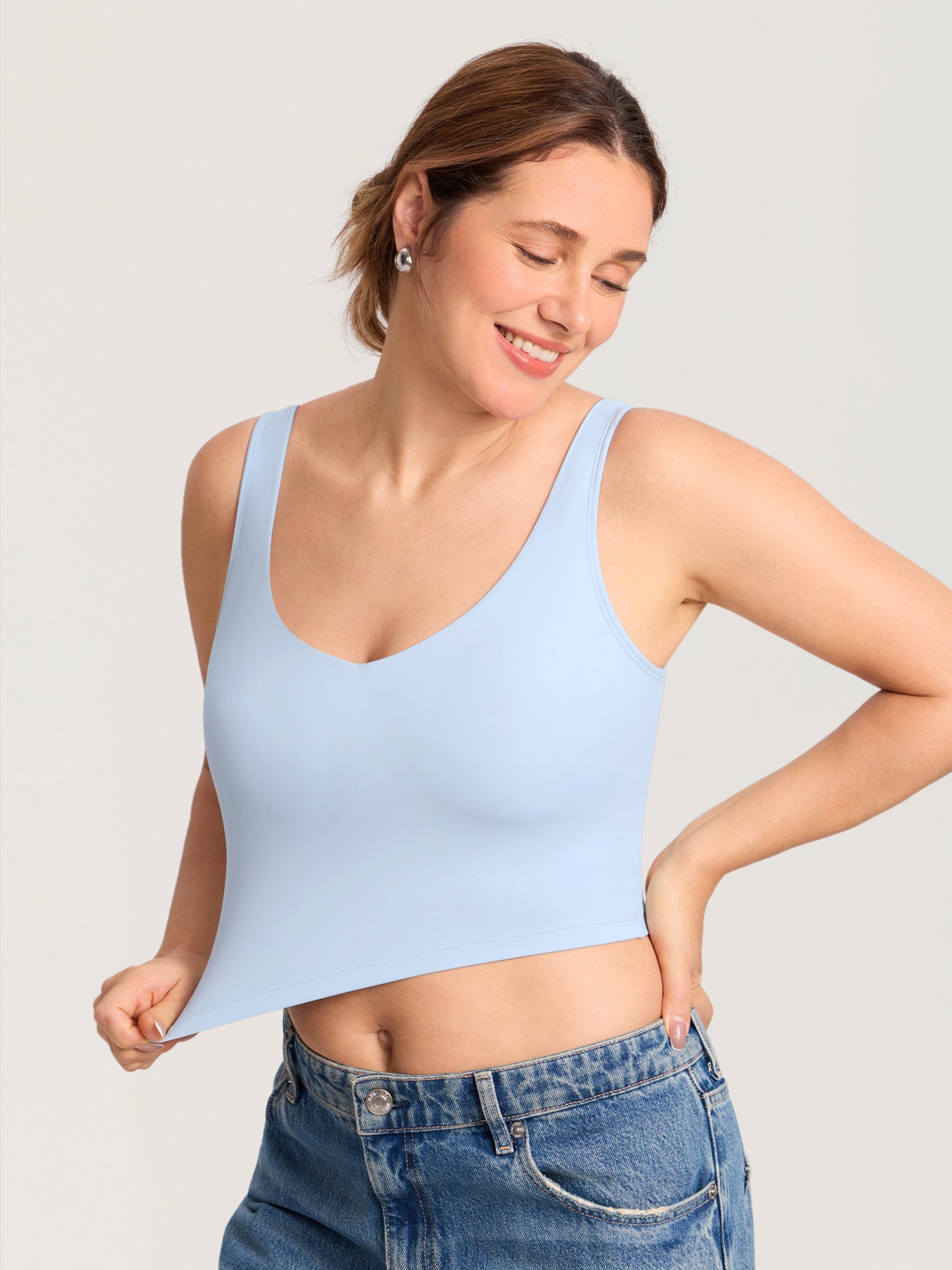 MOMANDA Women's Natrelax® Nursing Crop Tank Top - V Neck ICE