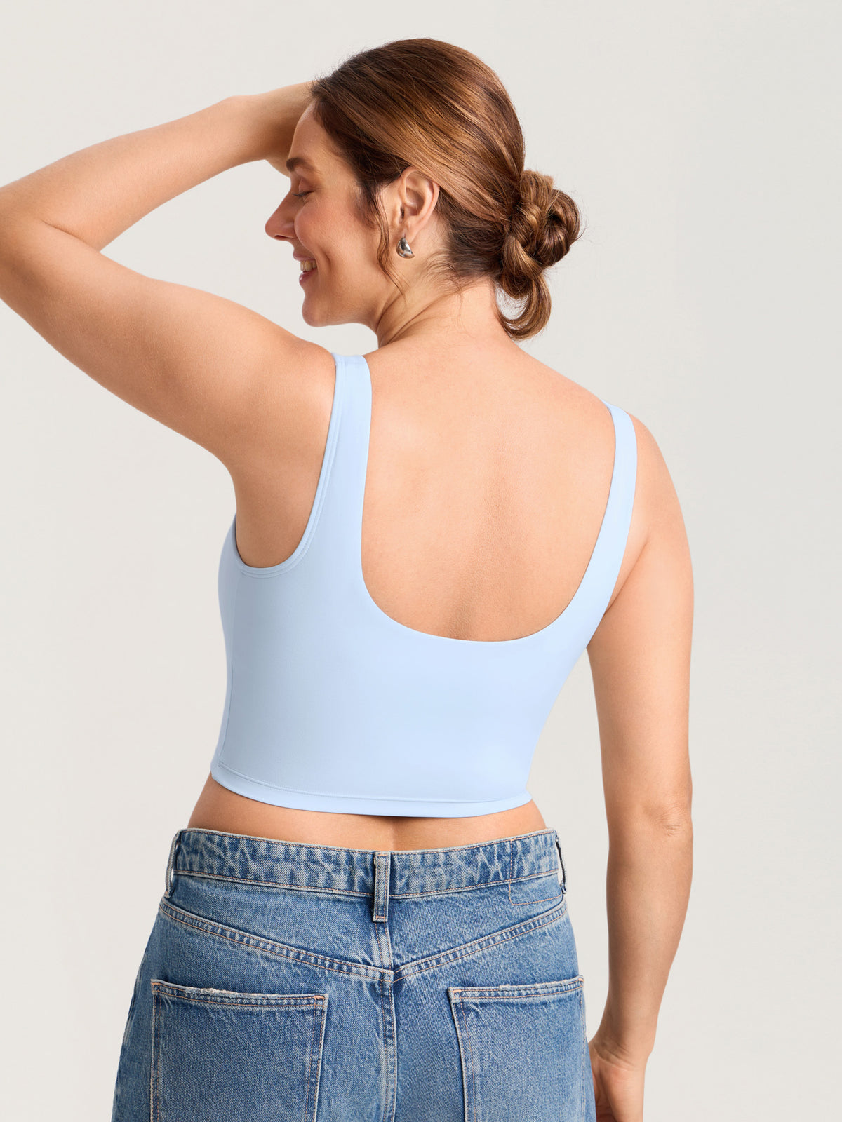 MOMANDA Women's Natrelax® Nursing Crop Tank Top - V Neck ICE @model_info:MOM4