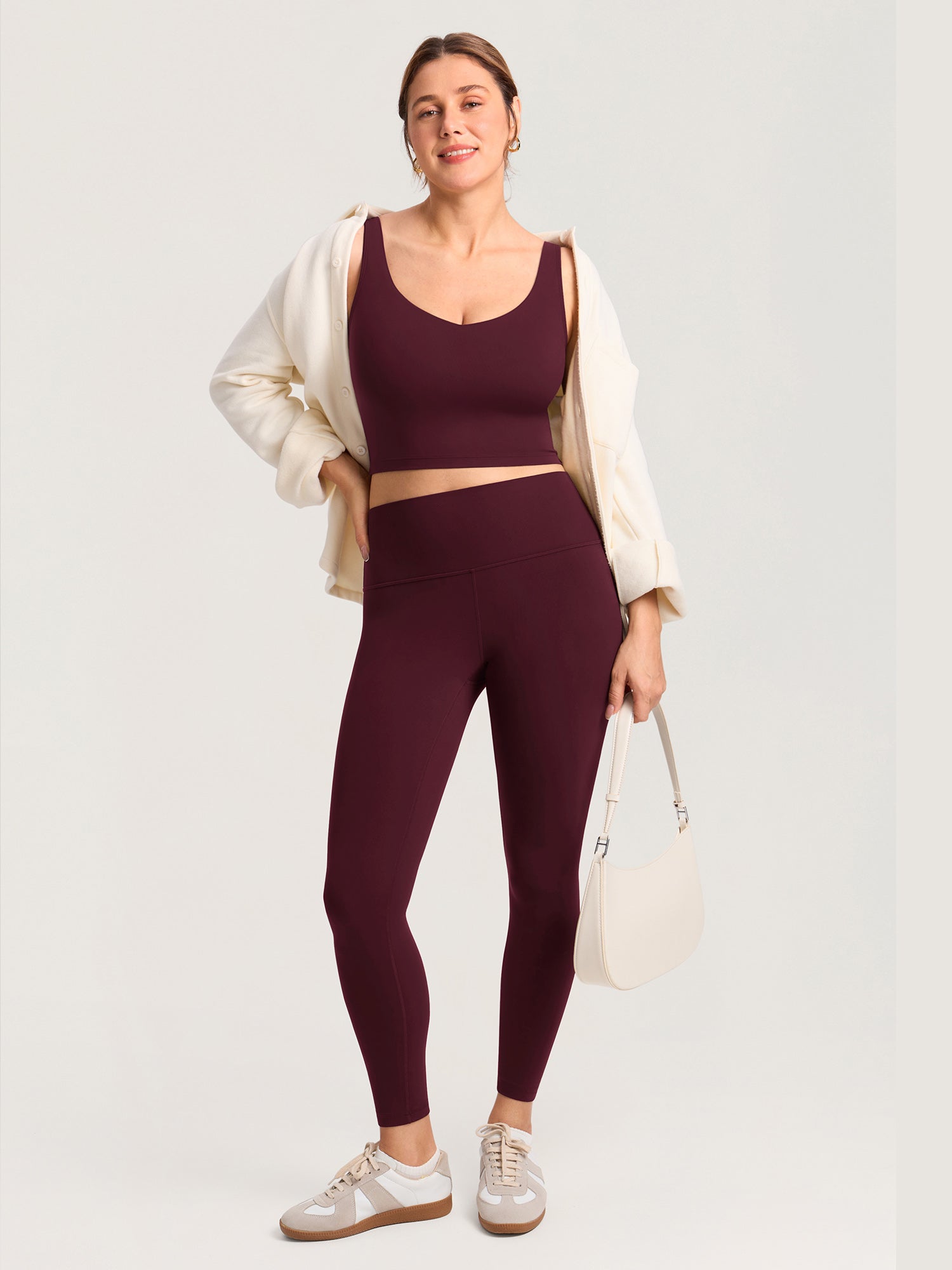 MOMANDA Women's Natrelax® Nursing Crop Tank Top - V Neck Ripe Plum