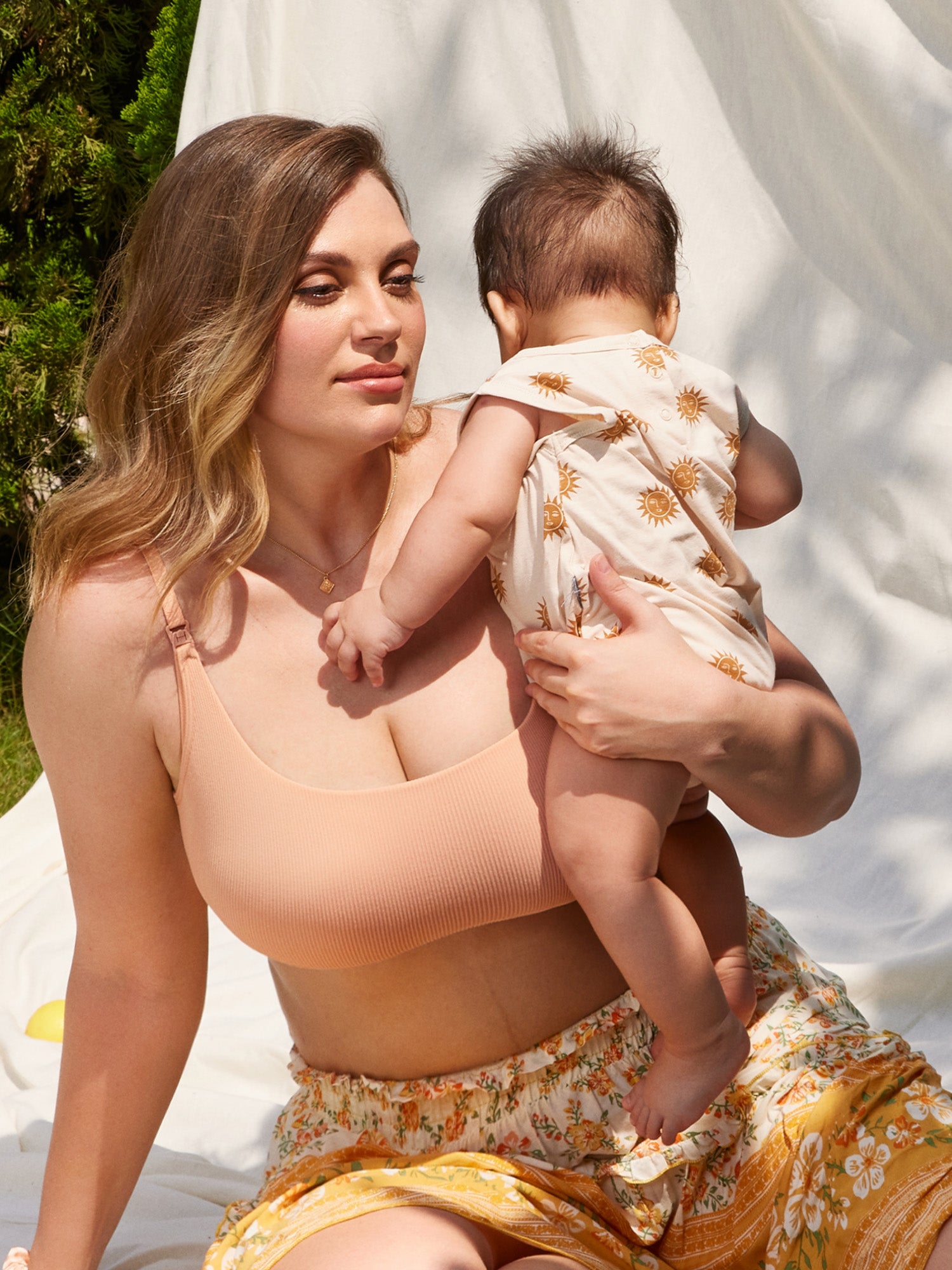 MOMANDA Women's Ribbed Scoop Nursing Bralette Iceland White