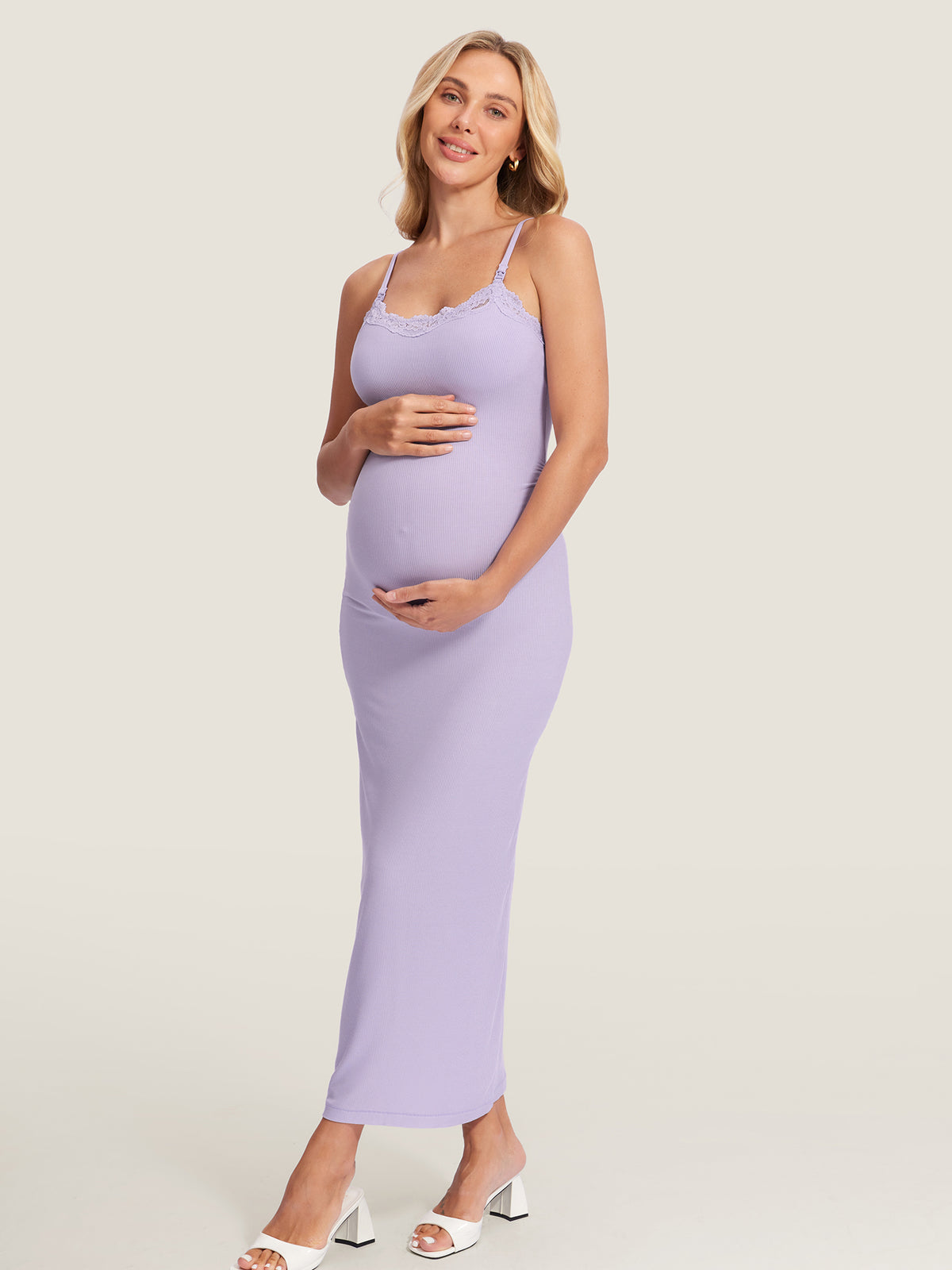 Lacy Ribbed Maternity & Nursing Dress