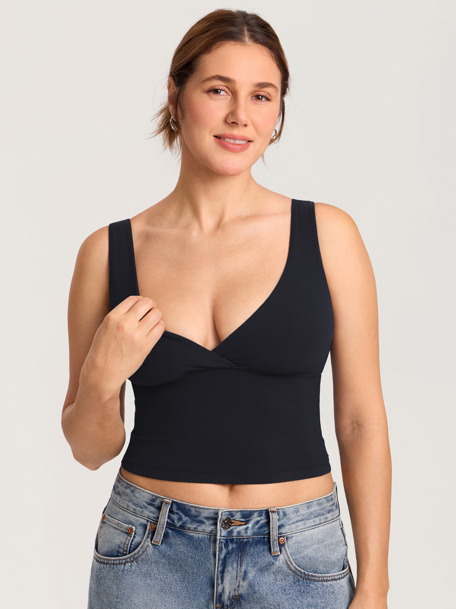 MOMANDA Natrelax® Crossover Nursing Crop Tank Top Twilight Blue