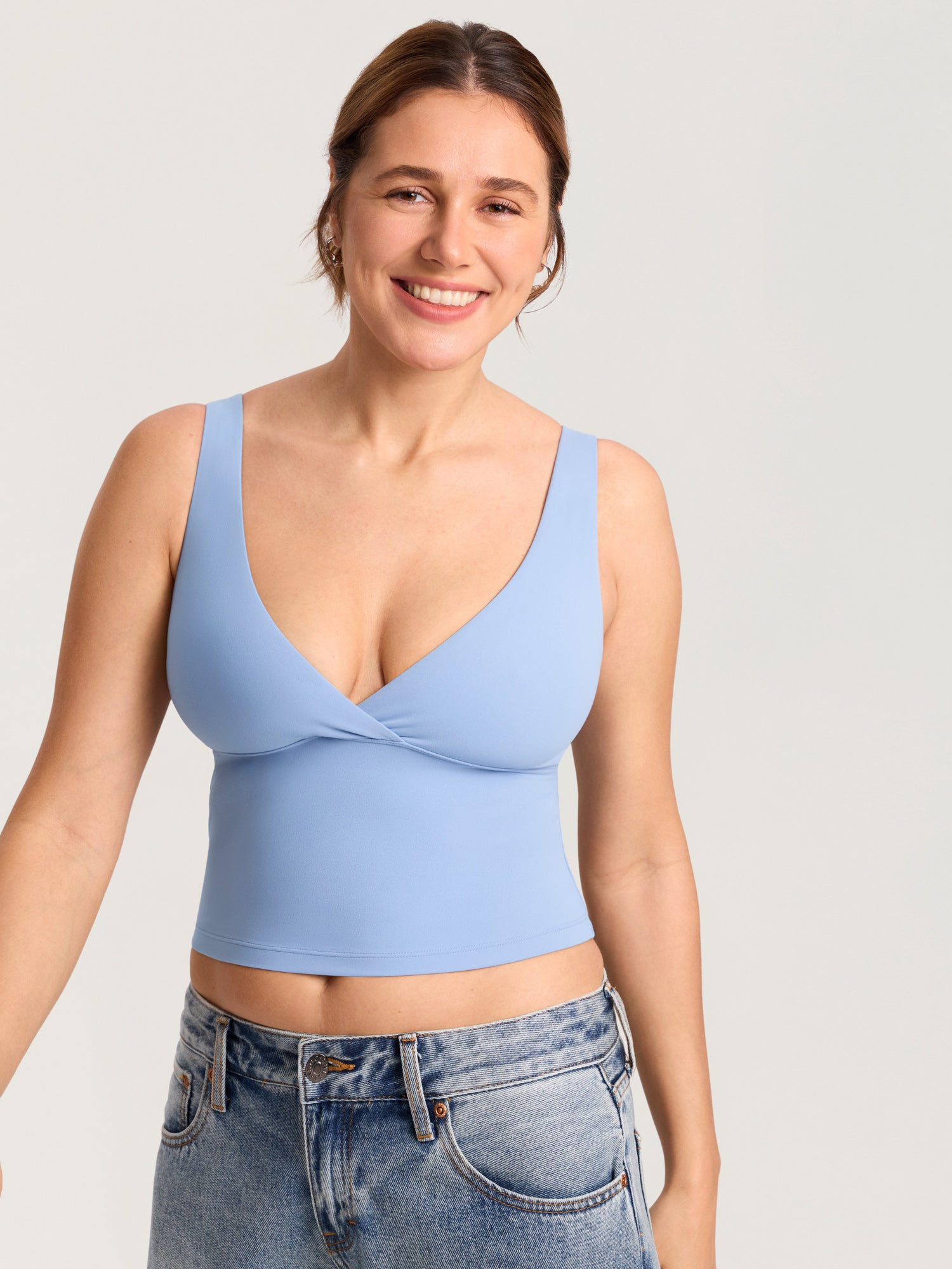 MOMANDA Natrelax® Crossover Nursing Crop Tank Top Croissant Brown