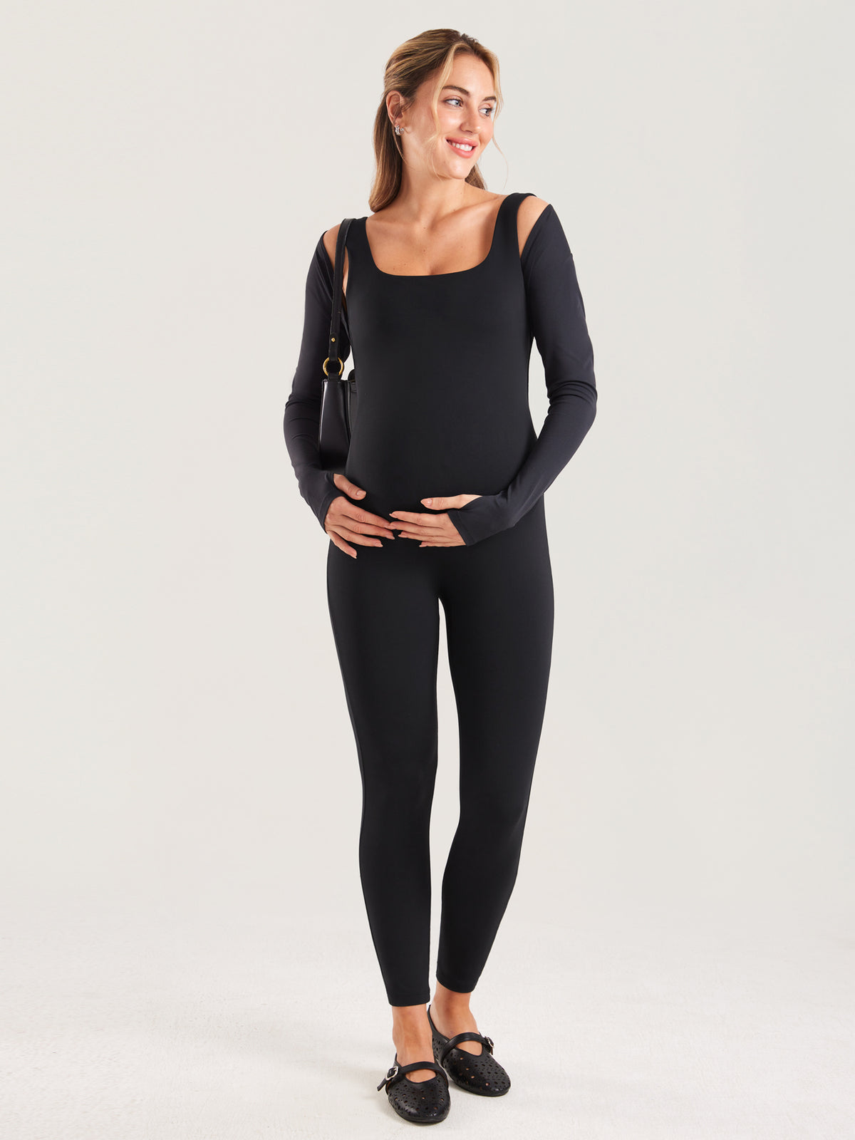 MOMANDA Women's Natrelax® Maternity Jumpsuit Black @model_info:MOM1
