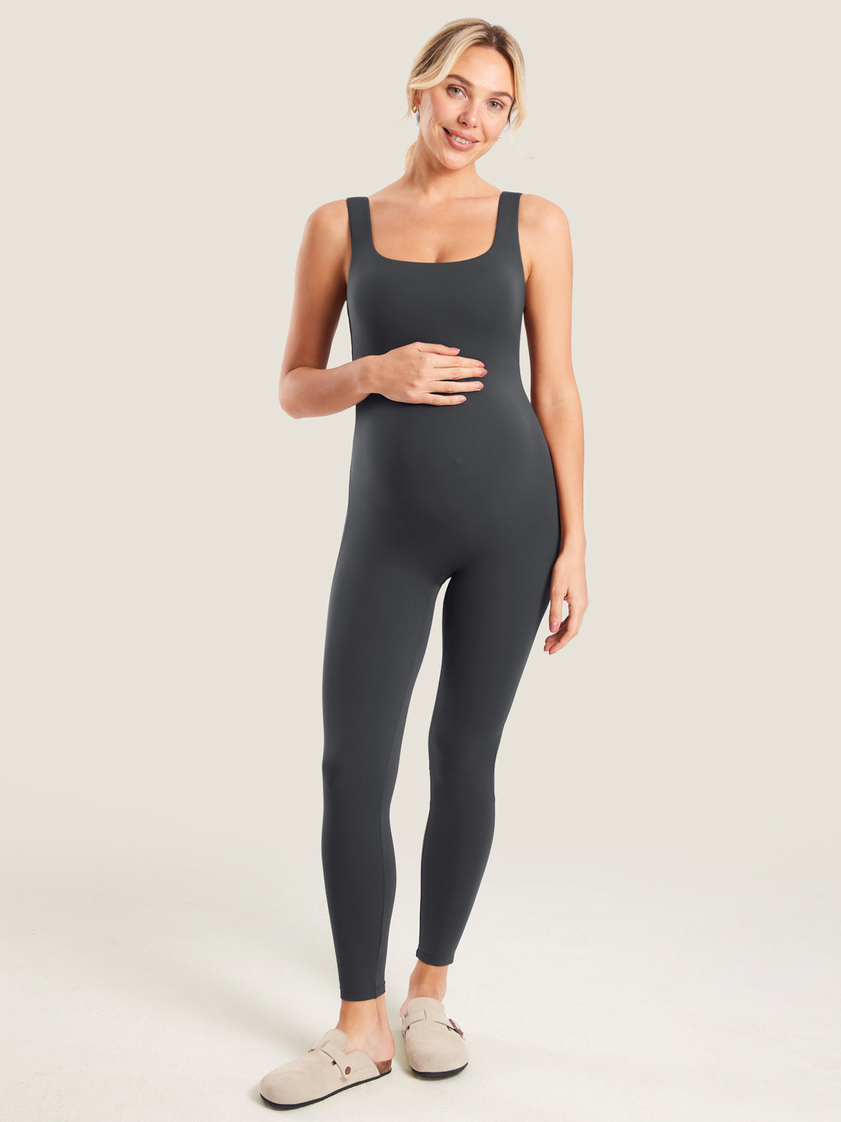 MOMANDA Women's Natrelax® Maternity Jumpsuit Mysterious Grey @model_info:MOM1