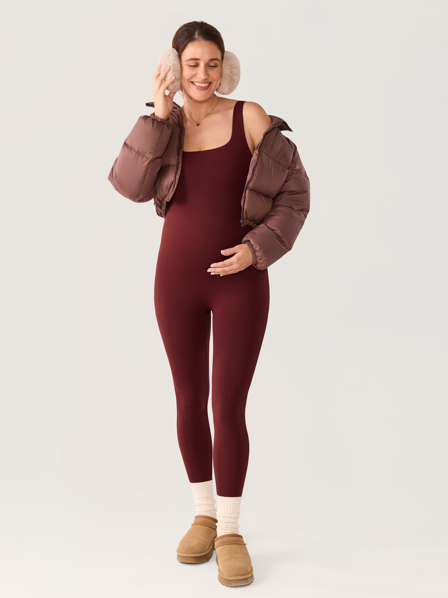 MOMANDA Women's Natrelax® Maternity Jumpsuit Red Merlot