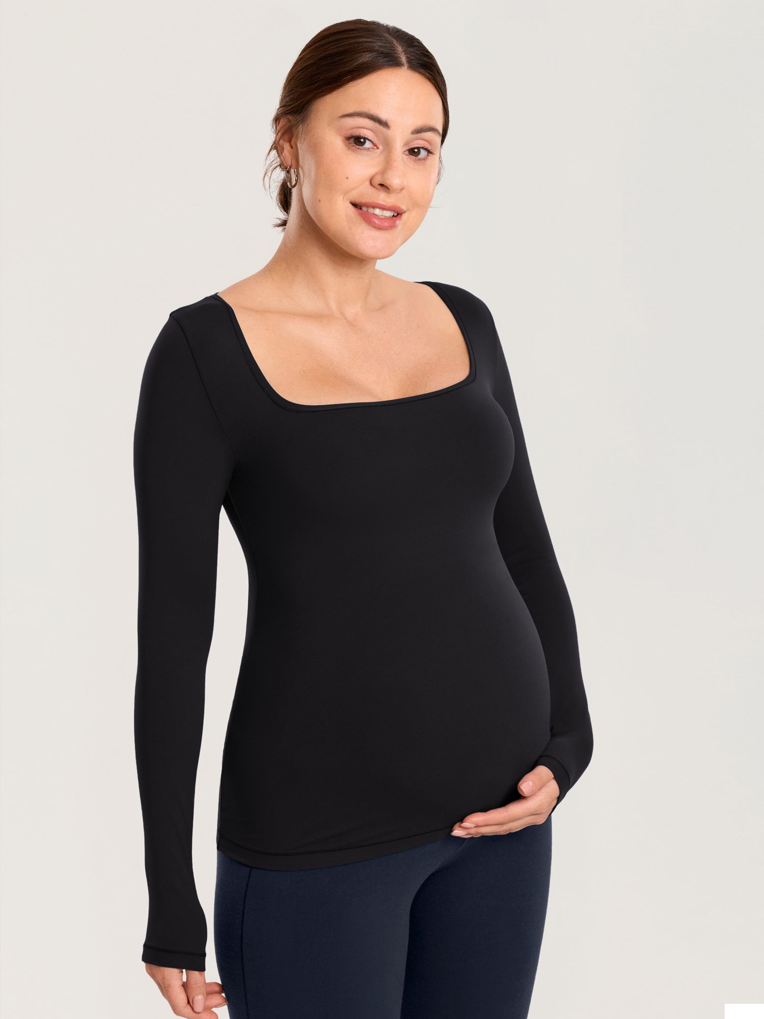 AirSoft Square Neck Maternity Top - Long Sleeves