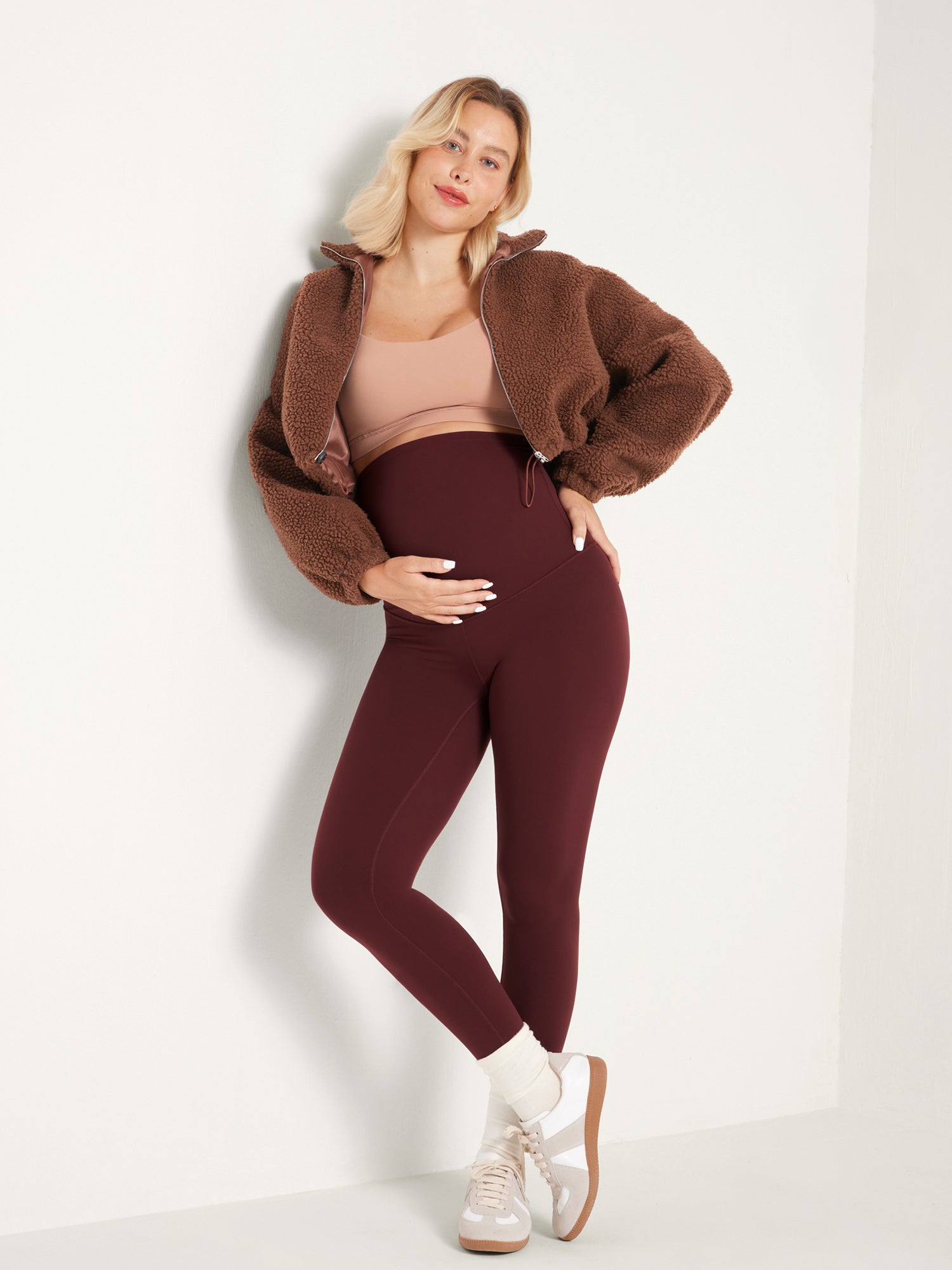 Women's Maternity Leggings Super High Rise Natrelax 28'' Red Merlot