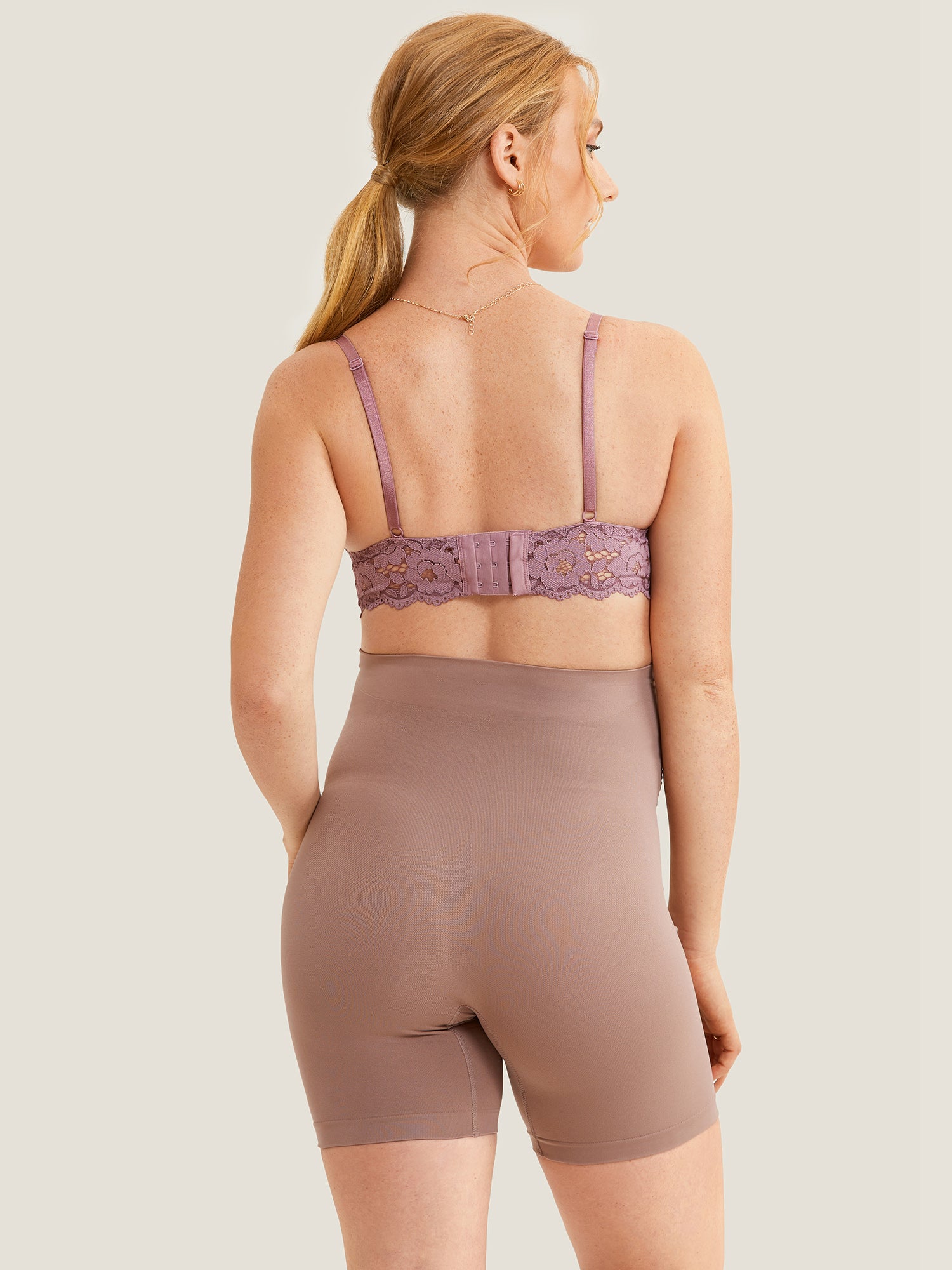MOMANDA Women's High Waist Shapewear Maternity Shorts|Seamless Mochaccino