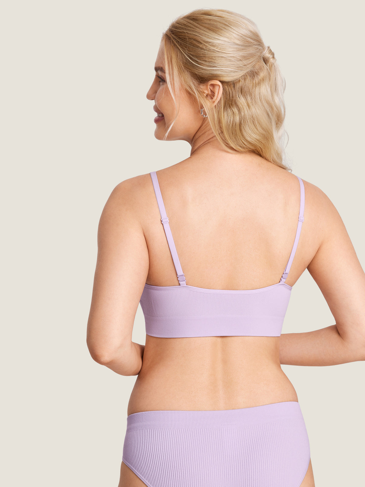 MOMANDA Women's Ribbed Scoop Nursing Bralette Orchid Hush @model_info:N4