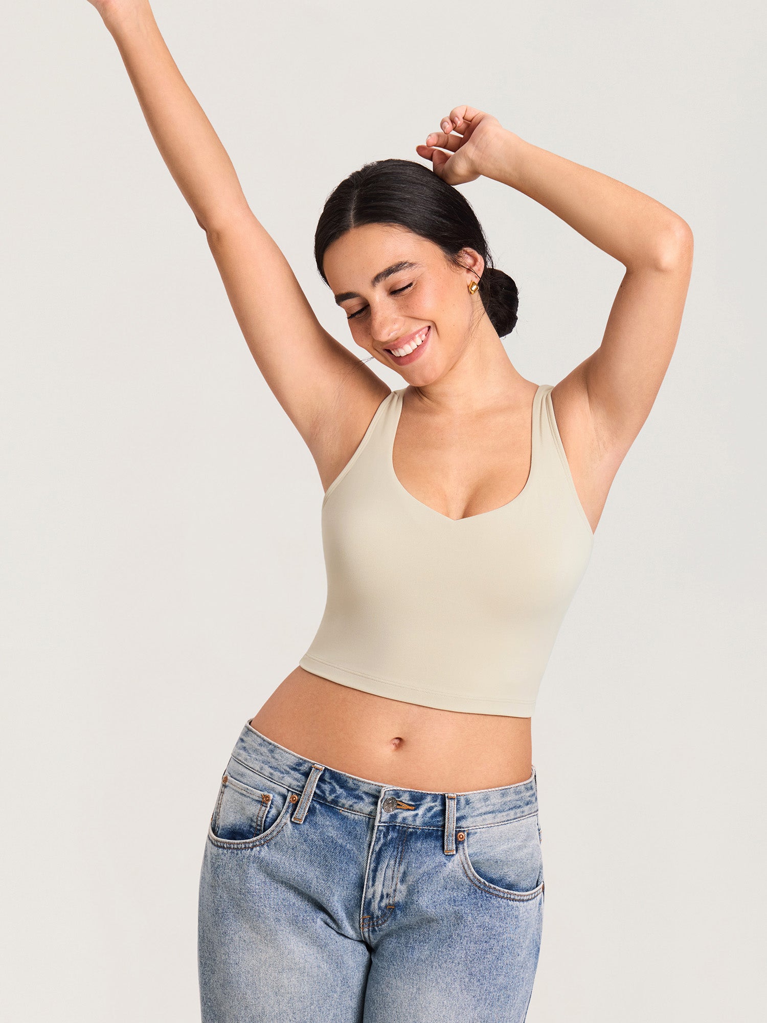 MOMANDA Women's Natrelax® Nursing Crop Tank Top - V Neck Mojave Tan
