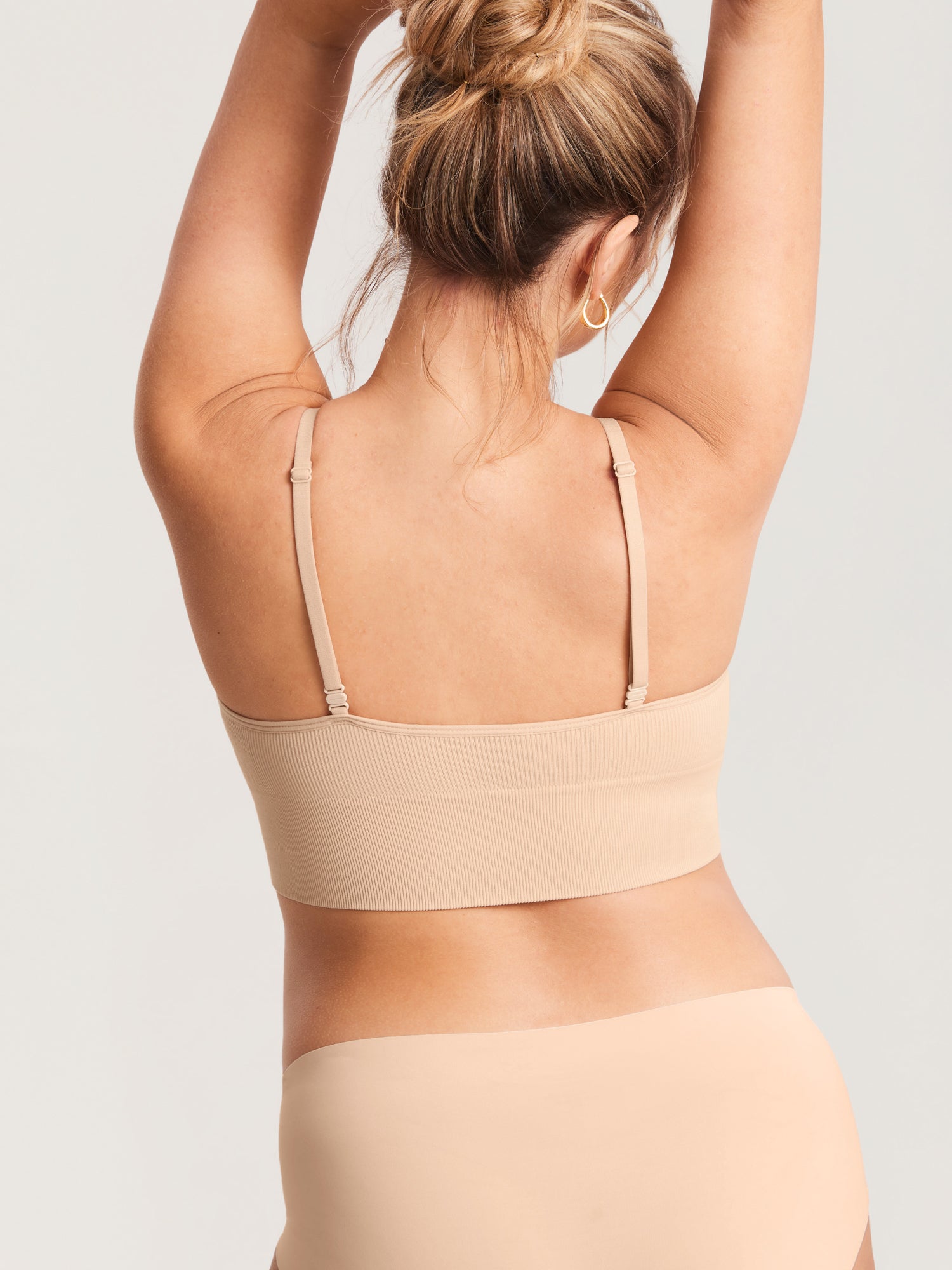 MOMANDA Women's Ribbed V Neck Nursing Bralette Beige