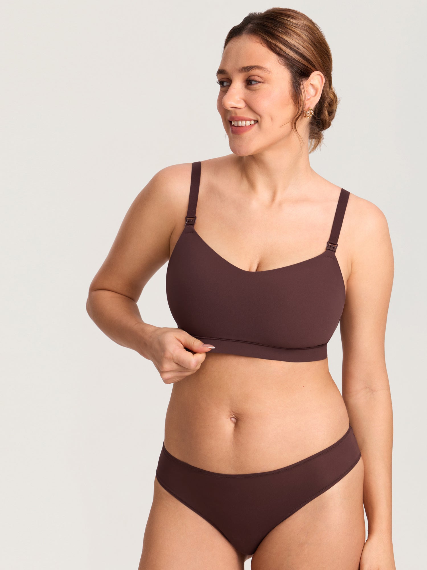 MOMANDA Women's Inbarely® Plus Molded Nursing Bra Hazelnut