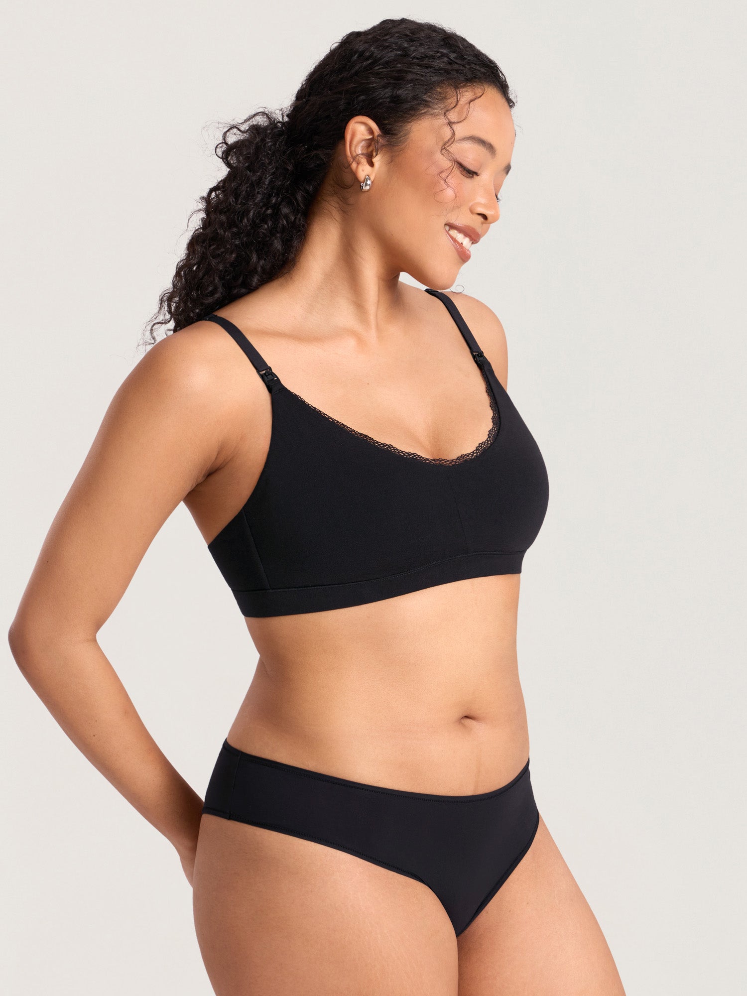 Cotton Lace Trim Nursing Bralette