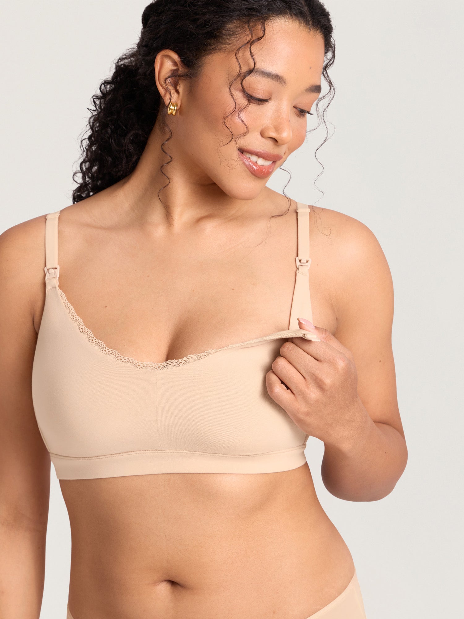 Cotton Lace Trim Nursing Bralette