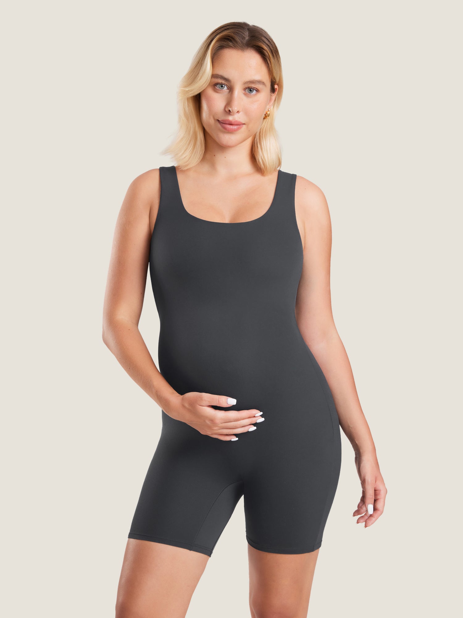 MOMANDA Women's Natrelax® Maternity Romper Mysterious Grey