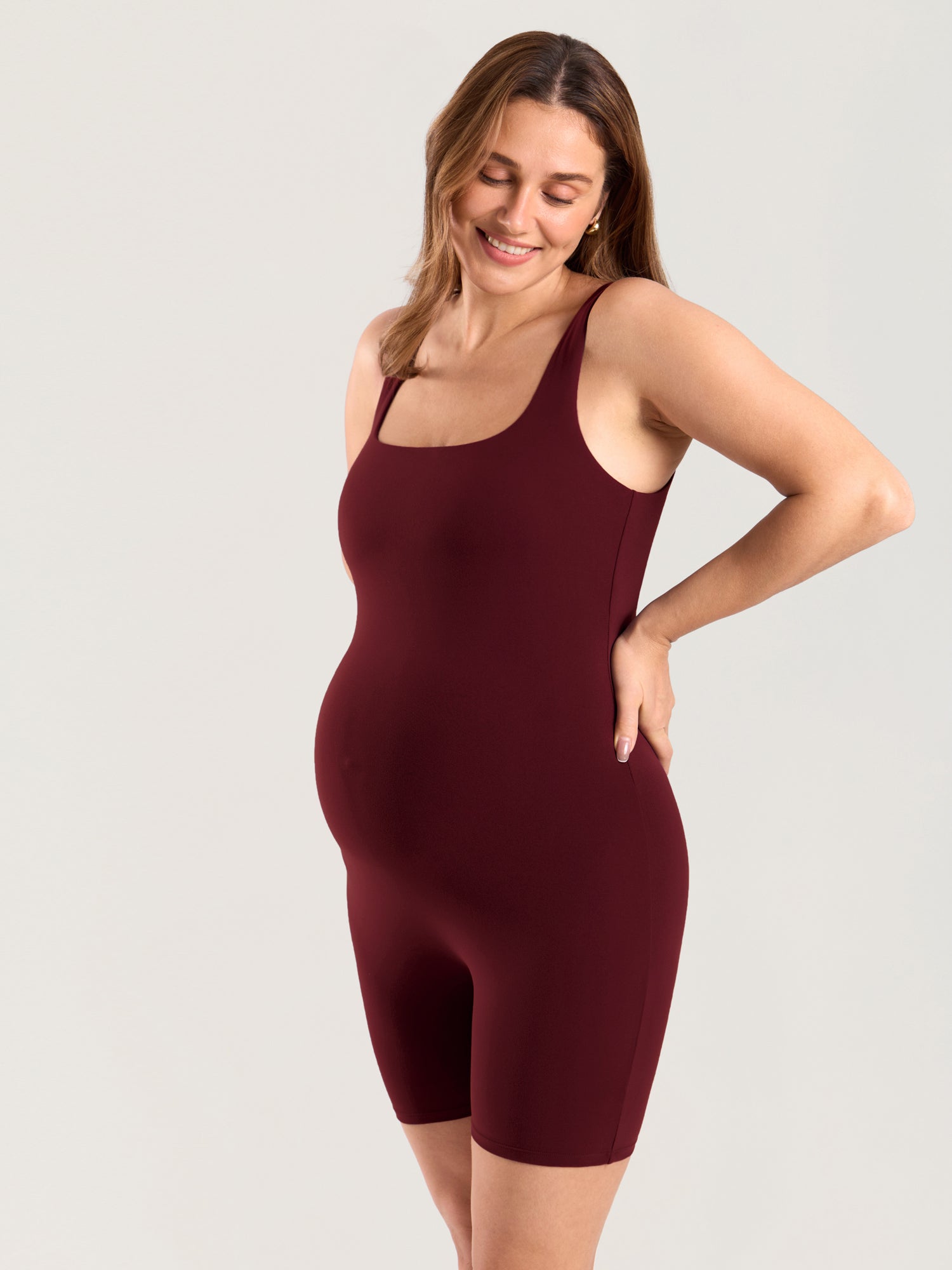 MOMANDA Women's Natrelax® Maternity Romper Red Merlot