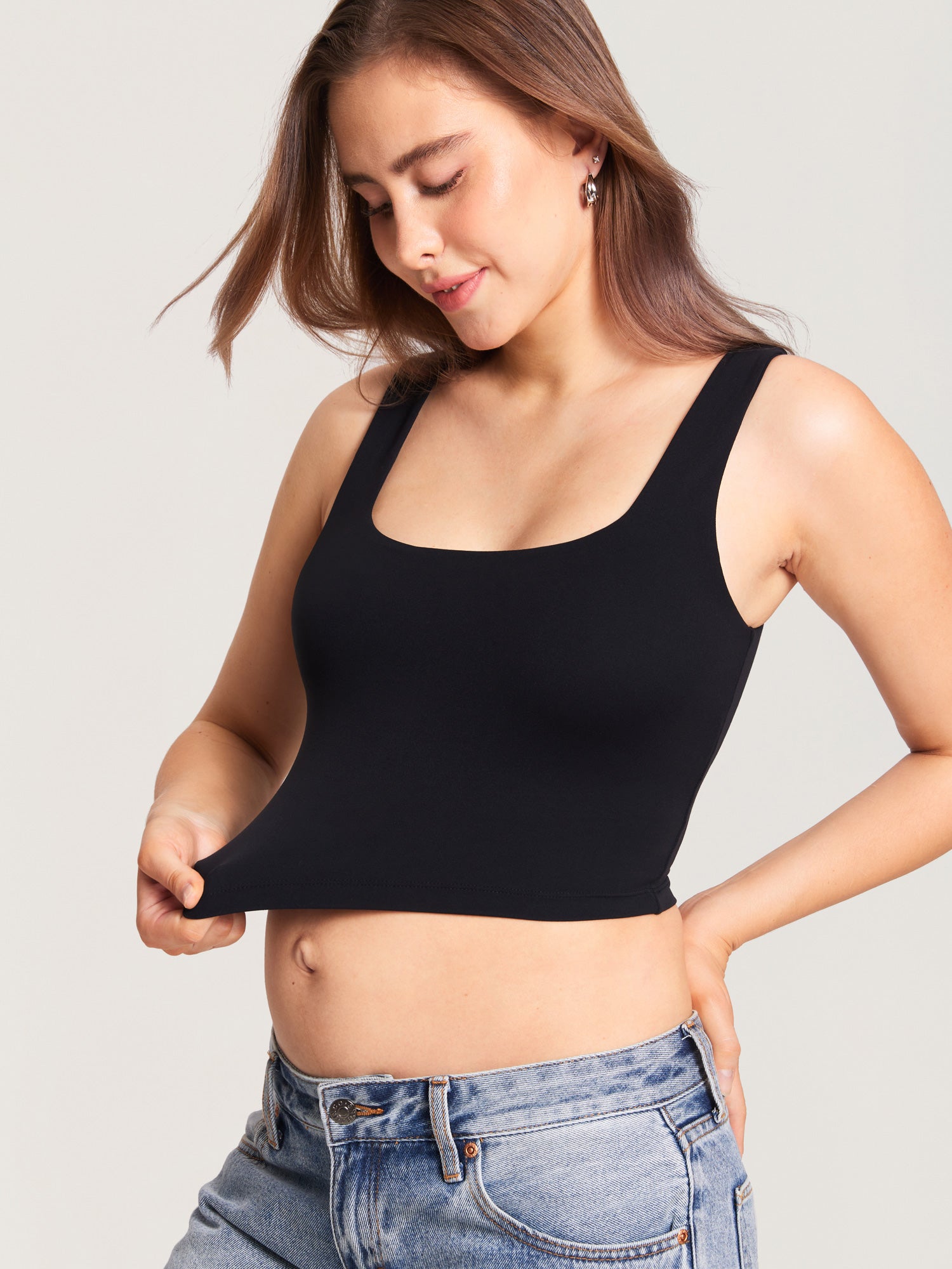 MOMANDA Women's Natrelax® Pumping Crop Tank Top Black