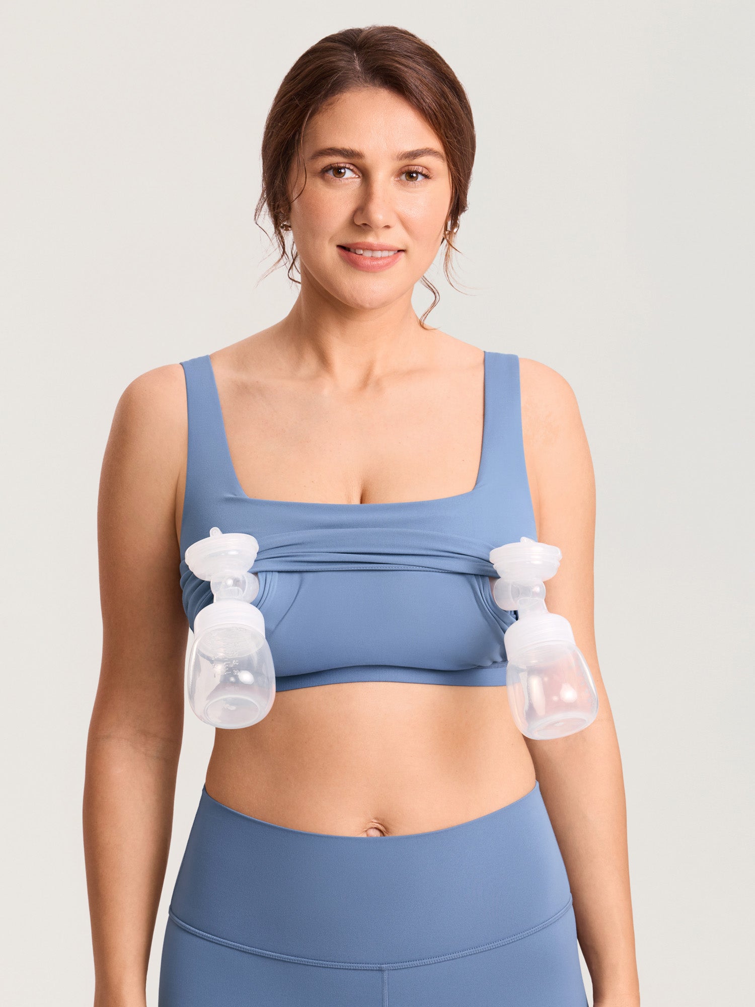 MOMANDA Women's Natrelax® Pumping Crop Tank Top Washed Denim