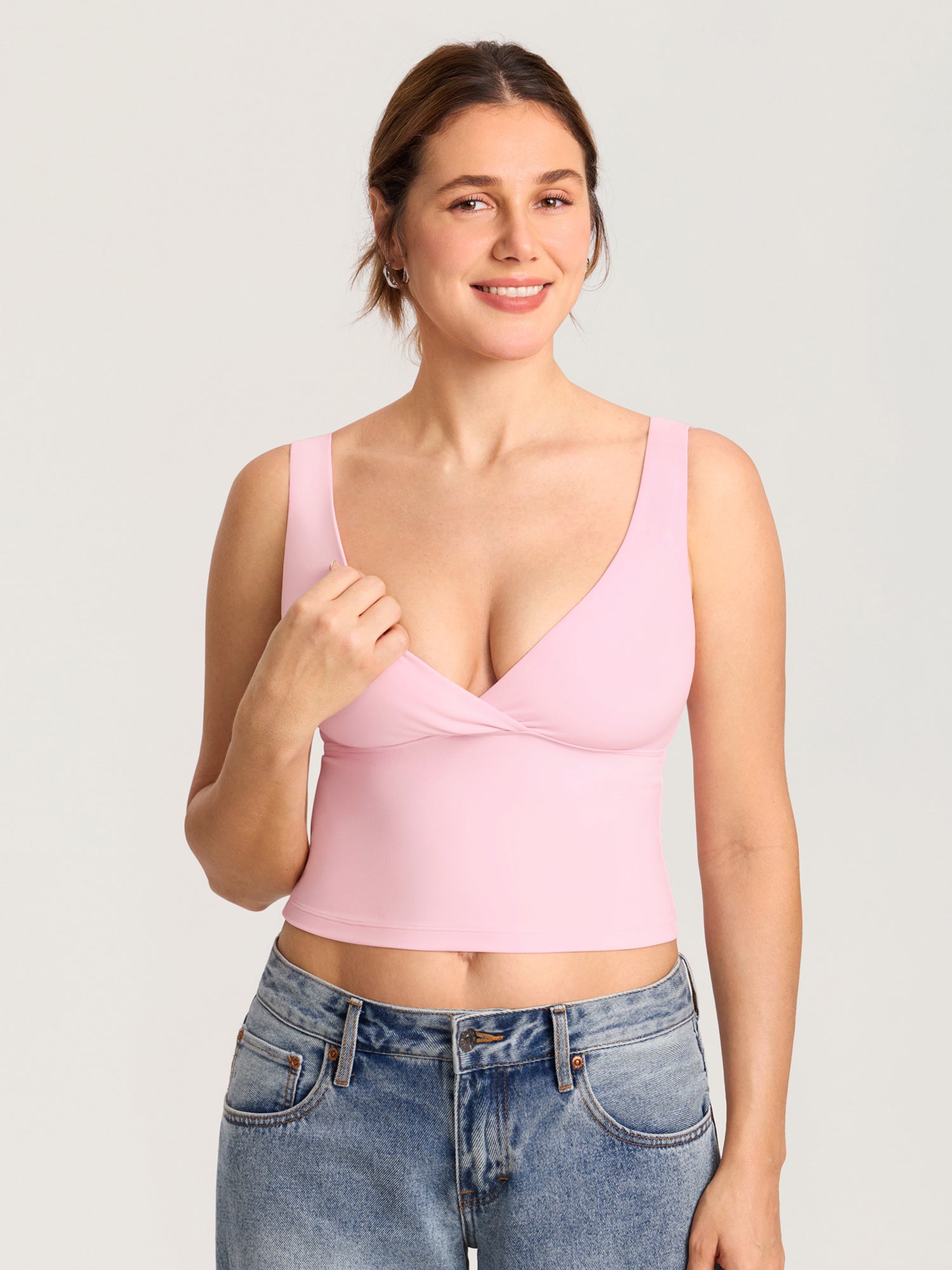 MOMANDA Natrelax® Crossover Nursing Crop Tank Top Sweet Pink