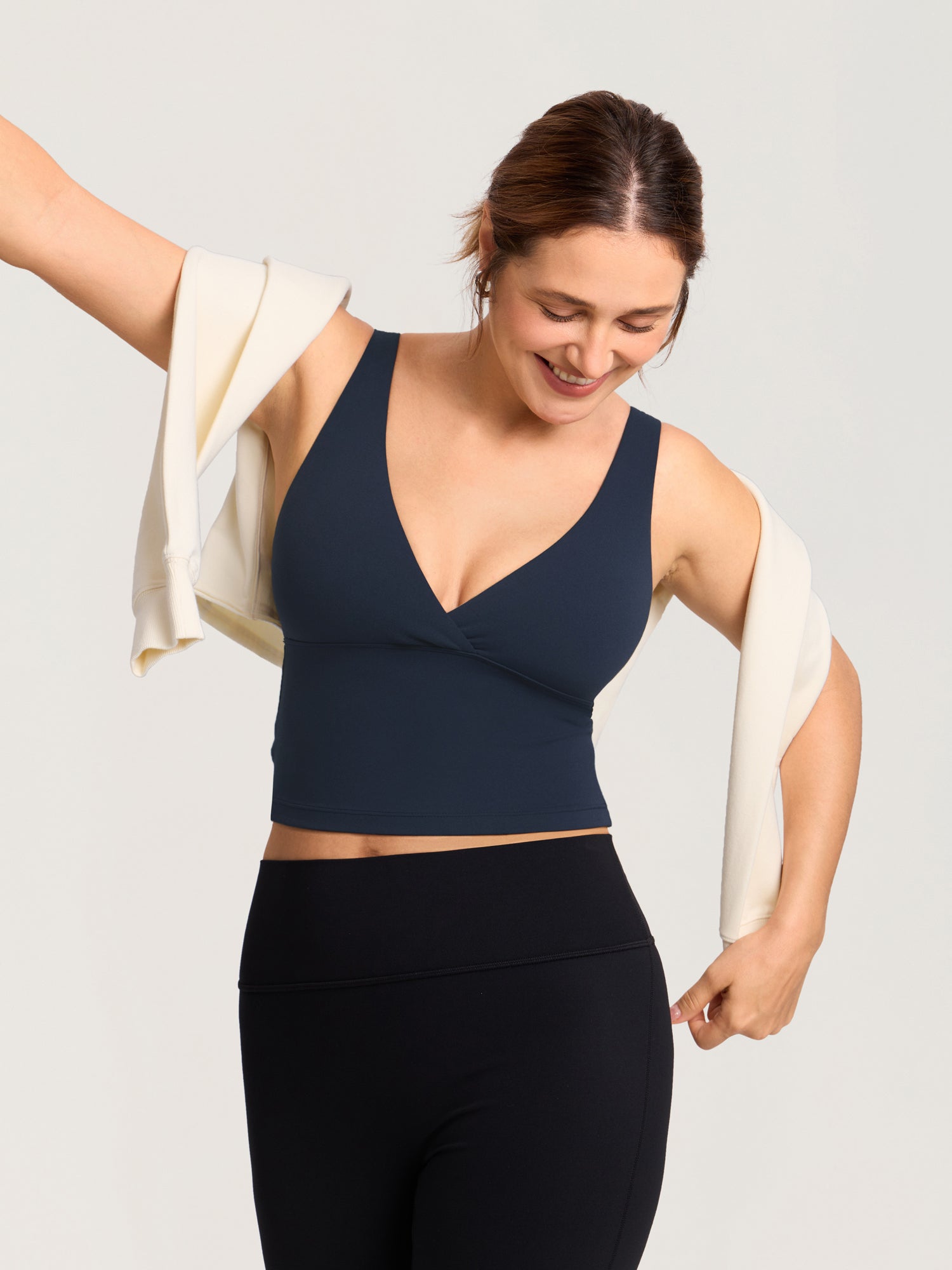 MOMANDA Natrelax® Crossover Nursing Crop Tank Top Twilight Blue