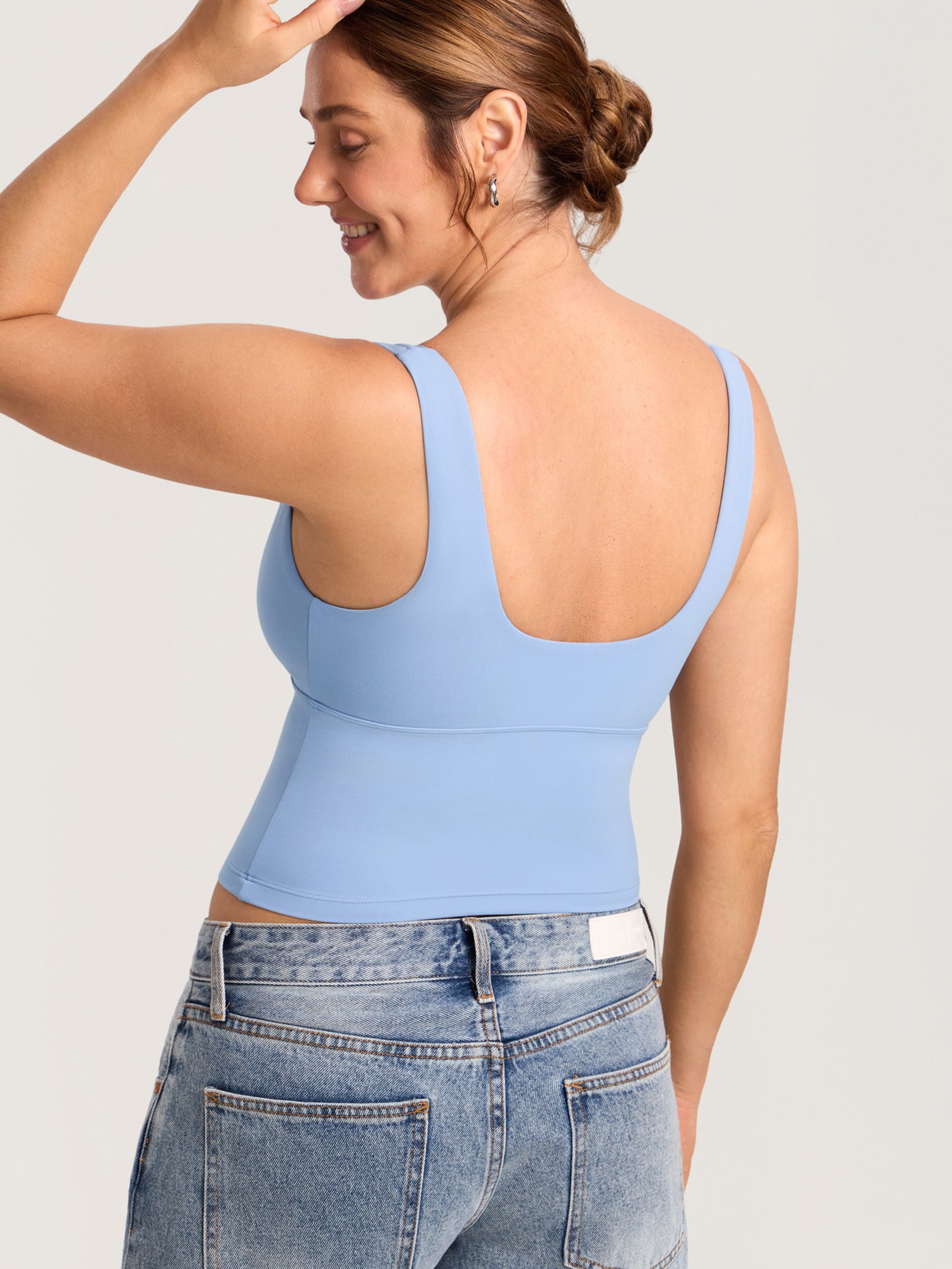 MOMANDA Natrelax® Crossover Nursing Crop Tank Top Moonlight Blue