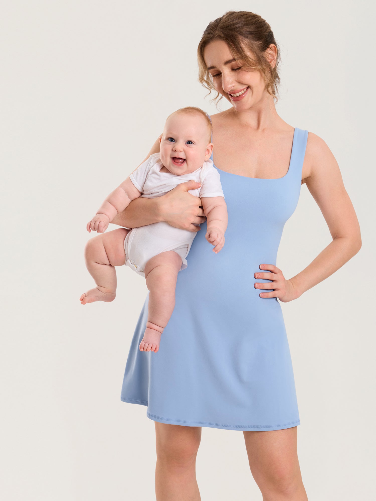 MOMANDA Women's Natrelax® Maternity Mini Dress - Easy Peezy Moonlight Blue