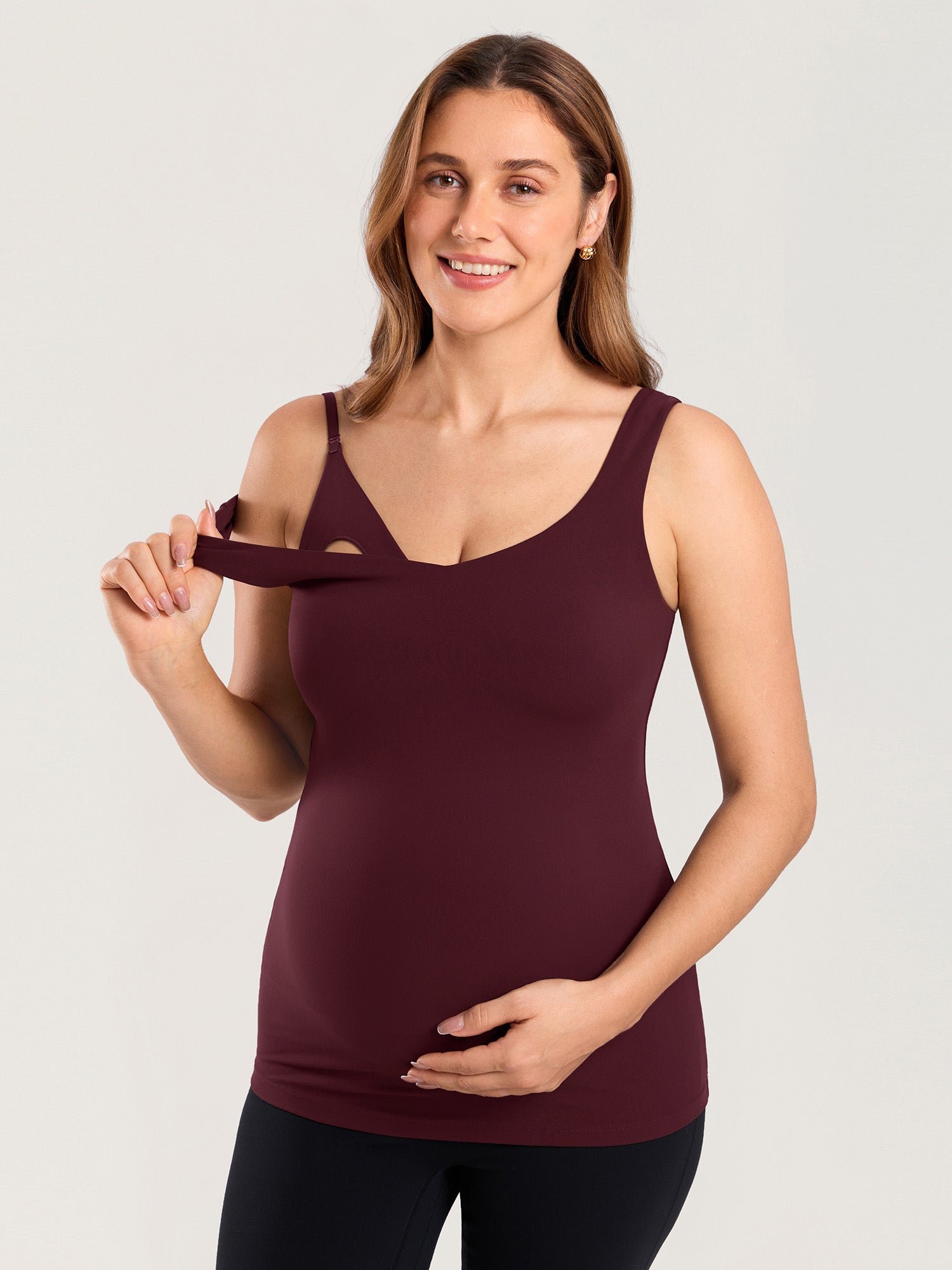MOMANDA Naterlax® V Neck Nursing Tank Top Ripe Plum