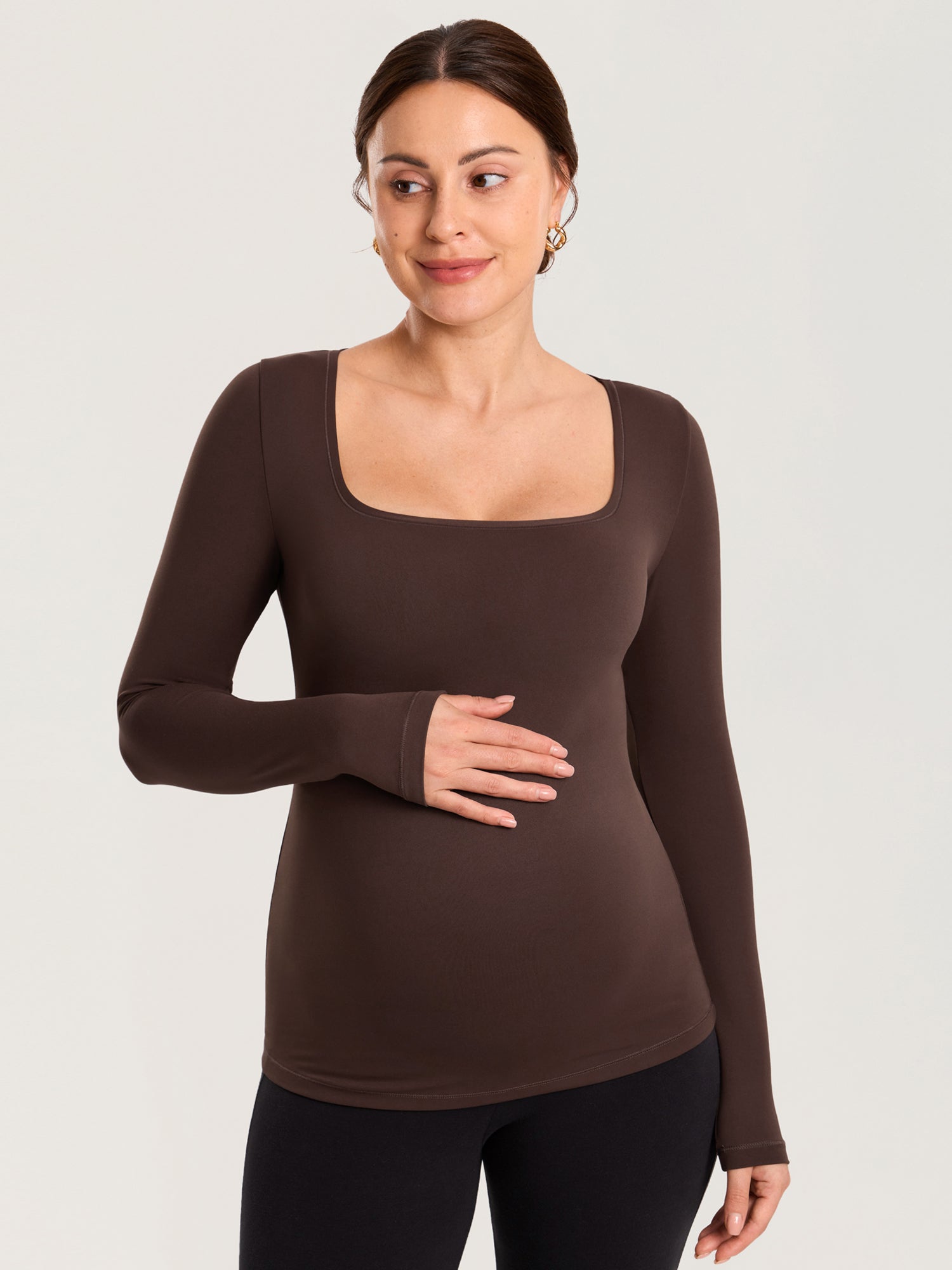 AirSoft Square Neck Maternity Top - Long Sleeves