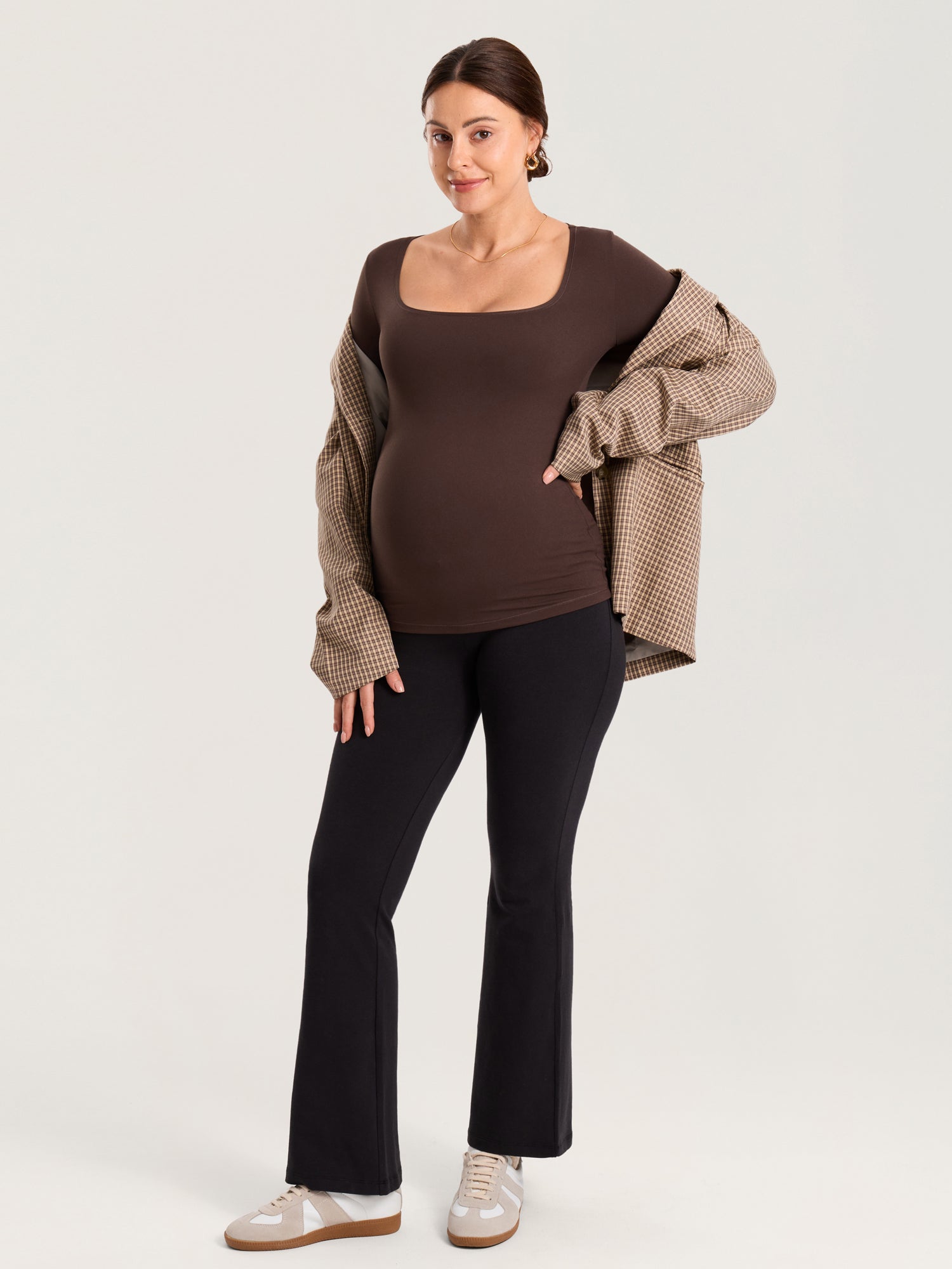 AirSoft Square Neck Maternity Top - Long Sleeves