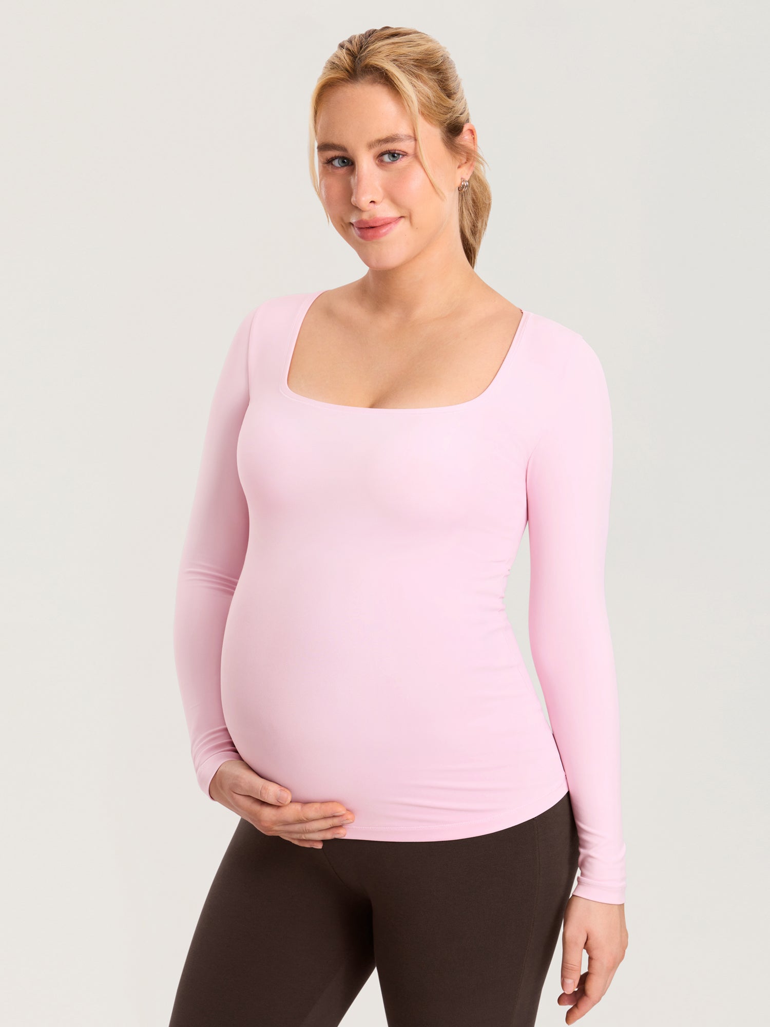 AirSoft Square Neck Maternity Top - Long Sleeves