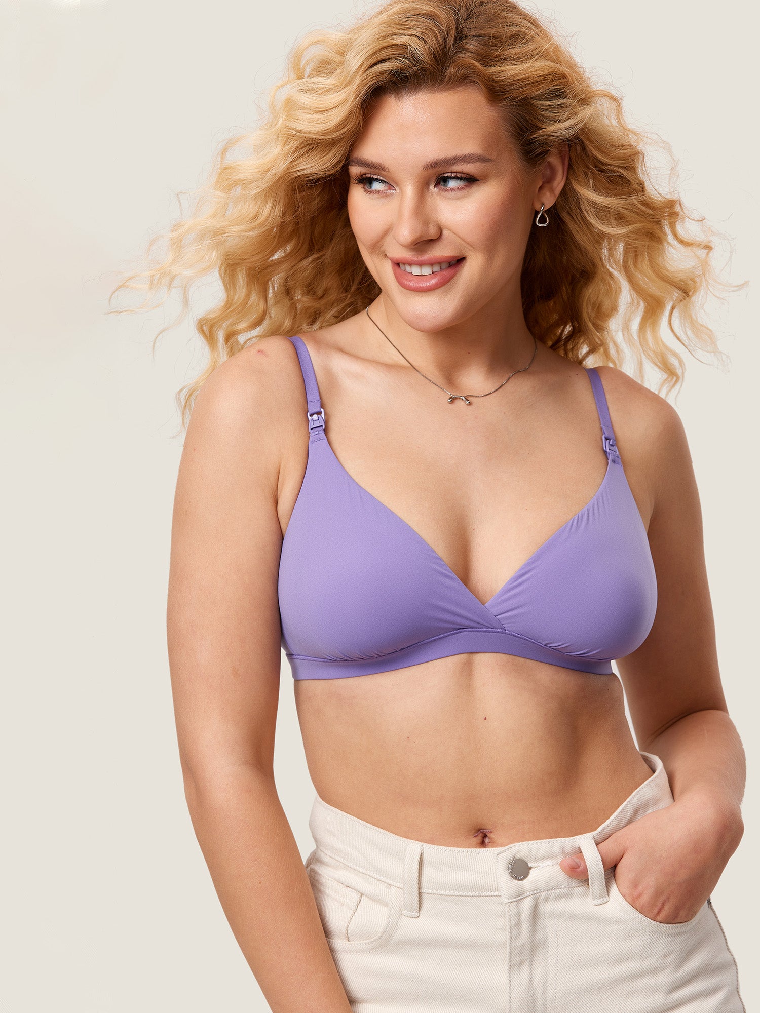 MOMANDA Women's Inbarely® Crossover Nursing Bralette Water Lily Purple